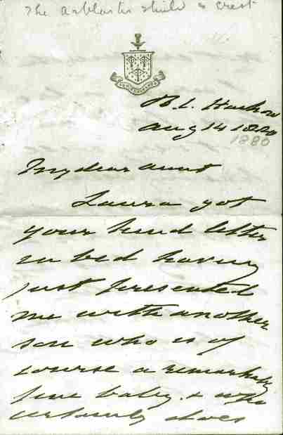 Chaloner Alabaster`s letter to his aunt, 1880